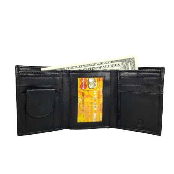 Genuine Leather Trifold Wallet With Key Coin Pouch - Picture 3 of 9